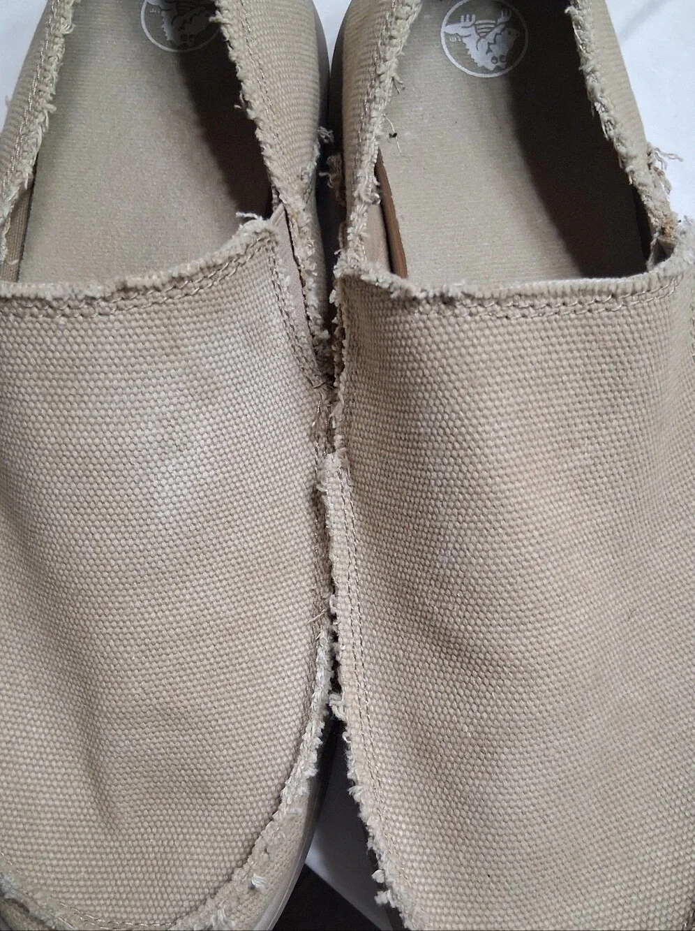 CROCS Kaleb Canvas Frayed Slip-On Loafers